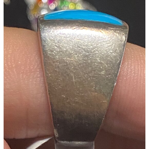 Ring Size 7.5 Blue Turquoise Sterling Silver 925 Women Semi-Precious Stone - Picture 4 of 11